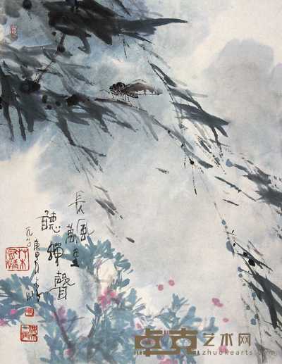 李山 1980年作 长风万里听蝉声 镜心 45×34cm